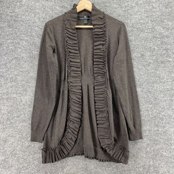 Madison Michelle Cardigan Women S Small Gray Knit Open Front Long Sleeve Rayon - Picture 1 of 9